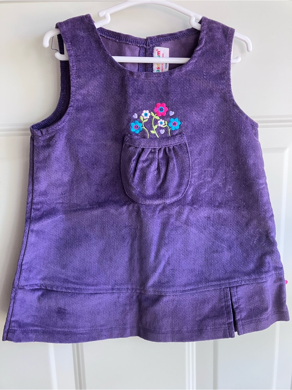 Vintage Please Mum dress purple embroidered floral 100% cotton 18 months NWT